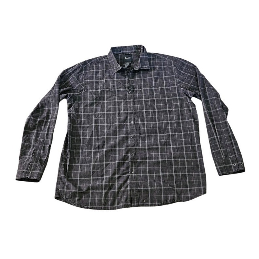 5.11 Tactical Mens XL Long Sleeve Plaid Snap Front Shirt Gray Black Button Down